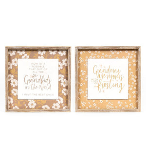 Grandkids Reversible Wood Frame Sign - Mothers Day Collection