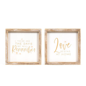 8x8 Reversible Wood Block Sign - Remember/Love