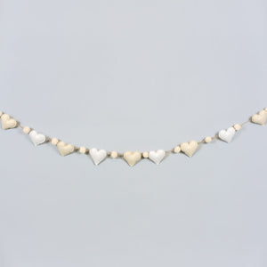 Heart Felt Garland - White & Brown