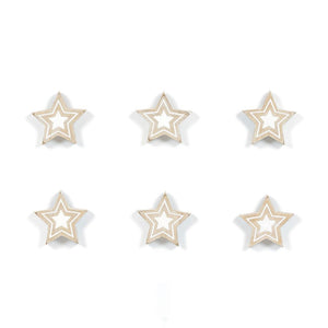 Wood Star Shapes Set of 6 - Natural & White