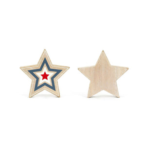 5" x 5" Reversible Chunky Wood Star Shape (STAR) - Multicolor