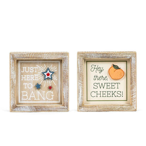 Reversible Wood Frame Sign - Cheeks/Bang