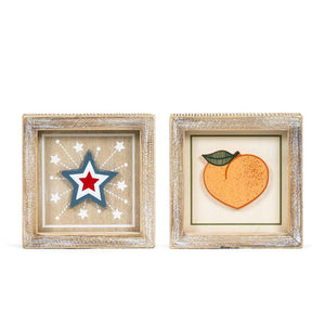 5" x 5" Reversible Star & Peach Wood Wall Art (STAR/PEACH) - Multicolor