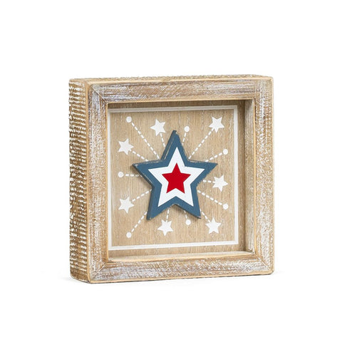 5" x 5" Reversible Star & Peach Wood Wall Art (STAR/PEACH) - Multicolor