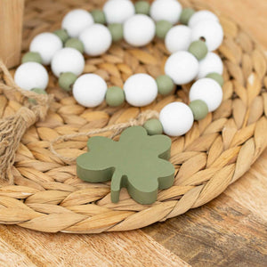 24" Wood Bead Garland - Shamrock White/Green