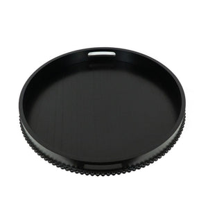 24" Black Wood Round Tray | Ukiyo Collection