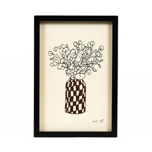 9" x 13" Reversible Wall Art - Floral - White/Black