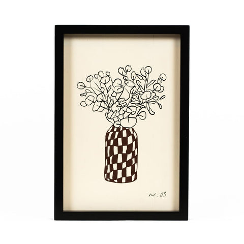 9" x 13" Reversible Wall Art - Floral - White/Black