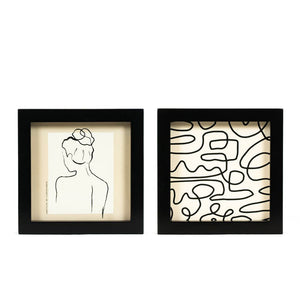 7x7 Reversible Wood Frame Sign - Squiggle/Woman