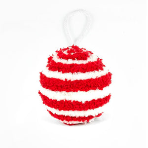 3x3x3 Yarn Ball Ornament - Red & White