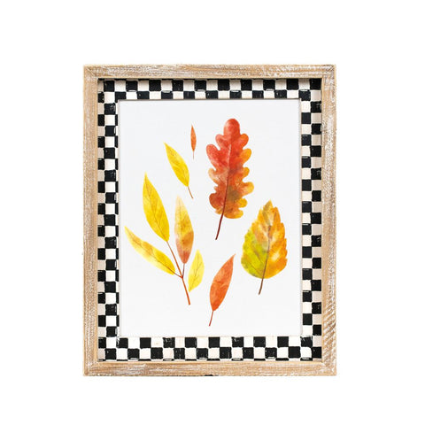 10" x 13" Reversible Witch Hat & Autumn Leaves Framed Wood Wall Art (HAT/LEAF) - Multicolor