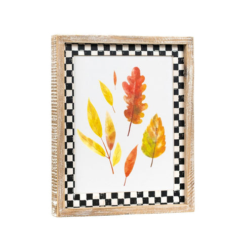 10" x 13" Reversible Witch Hat & Autumn Leaves Framed Wood Wall Art (HAT/LEAF) - Multicolor