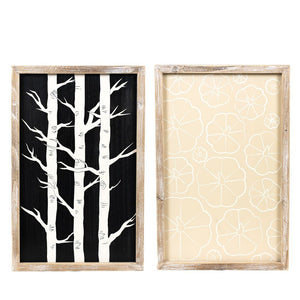 Dwella Decor Reversible Wood Frame Sign - Tree and Pumpkin