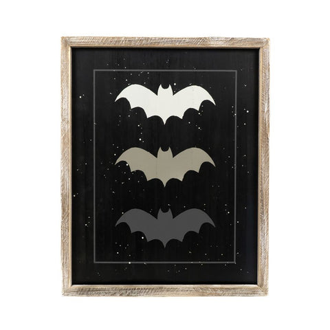 16" x 20" Reversible Bats & Pumpkins Framed Wood Wall Art (BAT/PUMPKIN) - Multicolor