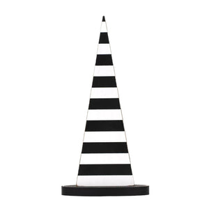 Wood Witch Hat in Black & White Stripes