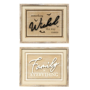 20x16 Reversible Wood Frame Sign - Family/Wicked