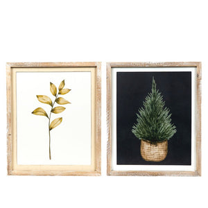 Holiday Flora & Fauna Reversible Wood Frame Sign