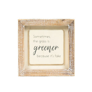 5x5 Wood Frame Sign - Greener (White/Grey)