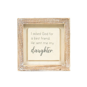 Daughter Wood Frame Sign - White & Grey Scripty Collection