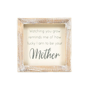 5x5 Mother Wood Frame Sign in White & Grey