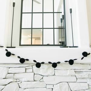5 Black Pom Pom Bat Garland