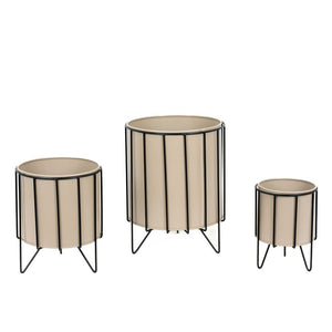 Sundara Collection 10x12x10 Iron Flower Pots with Stand - Set of 3