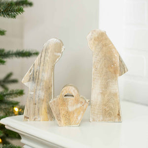 4x8x1.5 Mango Wood Nativity Cutouts - Set of 3