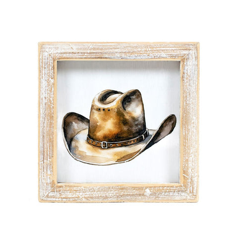 5" x 5" Reversible Wall Art - Cowboy Hat & Boots - Multicolor