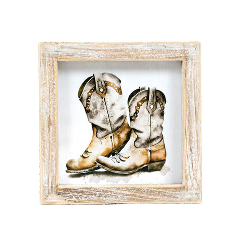 5" x 5" Reversible Wall Art - Cowboy Hat & Boots - Multicolor