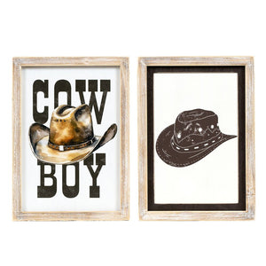 10x14 Reversible Cowboy Wood Frame Sign