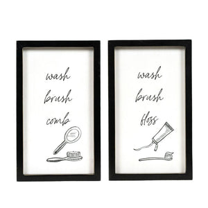 Reversible Bathroom Sign - Wash, Brush, Floss/Comb