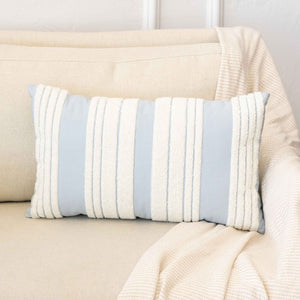 19x11 Striped Decorative Pillow - White & Blue