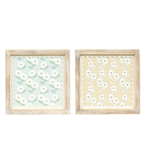 10" x 10" Flower Reversible Wood Wall Art - Multicolor