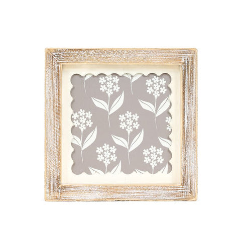 7" x 7" Floral Reversible Wood Wall Art - Multicolor