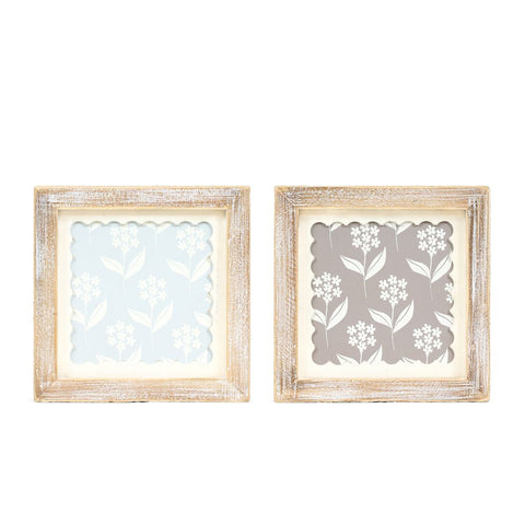 7" x 7" Floral Reversible Wood Wall Art - Multicolor