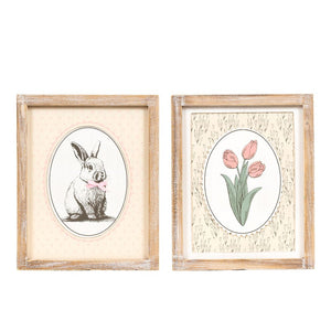 10x12 Reversible Wood Frame Sign - Tulip & Bunny