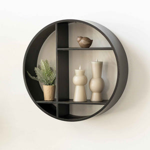 24" Round Wood Wall Shelf - Black Neutral Mod Collection