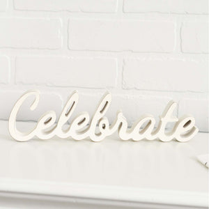 Celebrate Wood Cutout - White