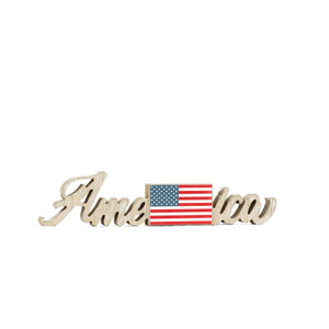 16" x 4" "AMERICA" Wood Cutout Sign - Multicolor