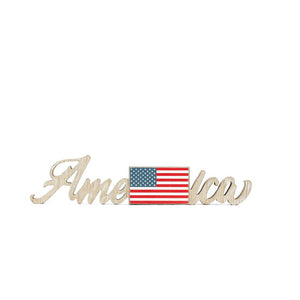 16" x 4" "AMERICA" Wood Cutout Sign - Multicolor