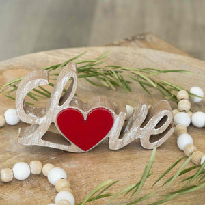 Love Wood Cutout - Natural & Red