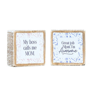 3x3 Reversible Wood Frame Sign — AWESOME / MOM