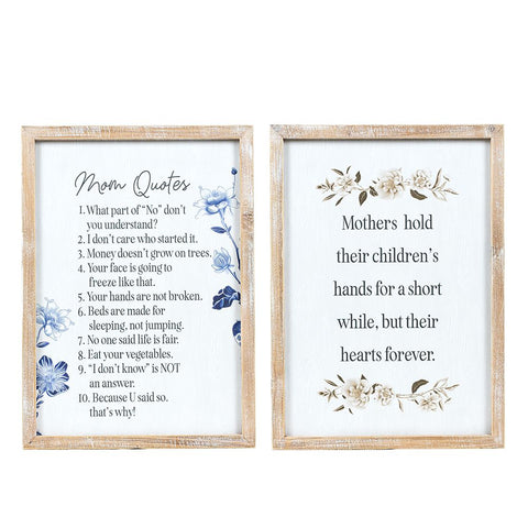 14" x 19" Reversible Mom Quotes/Forever Wood Frame Sign - Multicolor |