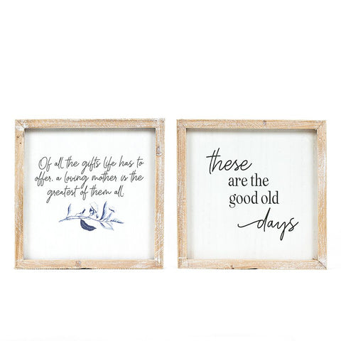 10" x 10" Reversible Mother/Days Wood Frame Sign - Multicolor
