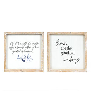 10x10 Reversible Wood Frame Sign — GOOD OLD DAYS / GREATEST GIFT-12624