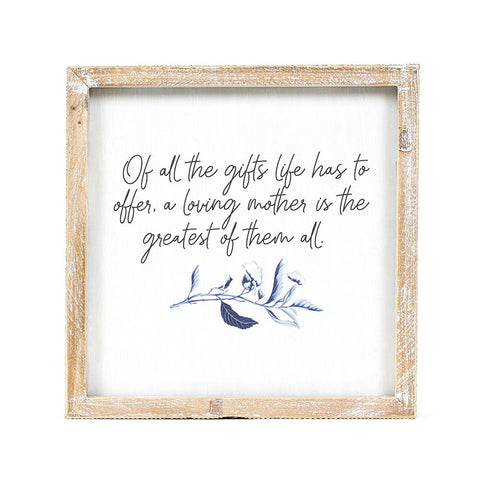10" x 10" Reversible Mother/Days Wood Frame Sign - Multicolor