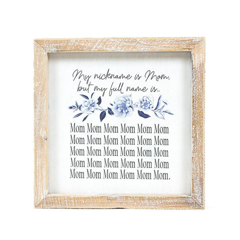 7" x 7" Reversible Mom/Messy Bun Wood Frame Sign - Multicolor