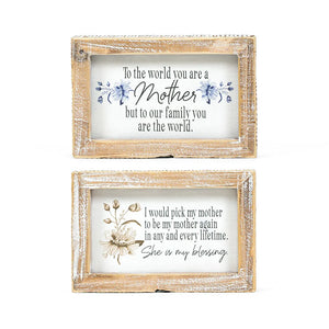 6x4 Reversible Wood Frame Sign — MOTHER / BLESSING-12622