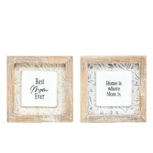 5x5 Reversible Wood Sign - HOME/MOM Multicolor