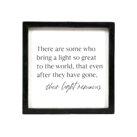 9" x 9" "Light Remains" Memorial Wood Frame Sign - White/Black